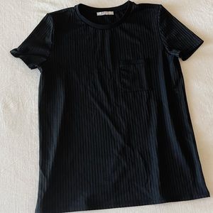 Black pleated T-shirt